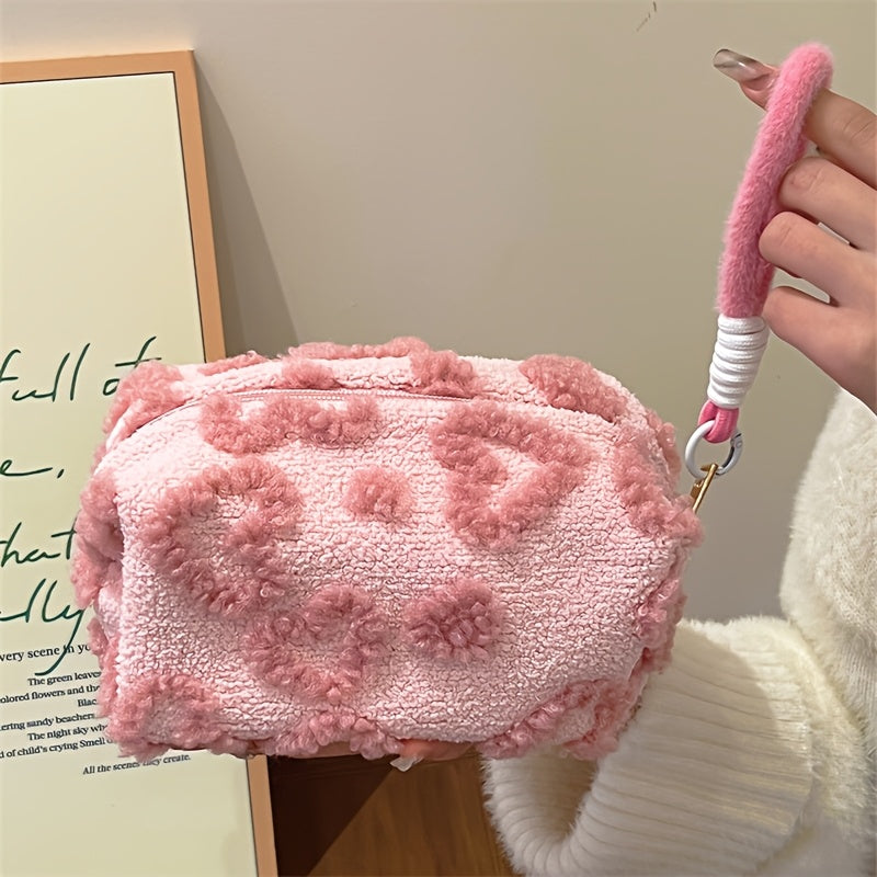 Sweet and Lovely Heart Hand Carry Pillow Bag Cosmetic Bag, Essential Travel Item for Women, Skin Care Storage Bag, Cosmetic Bag, Coin Lipstick Cosmetic Storage Bag, Travel Bag Storage Bag, Sanitary Napkin Storage Bag, Makeup